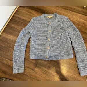 LOFT Textured Blue Cardigan Sweater